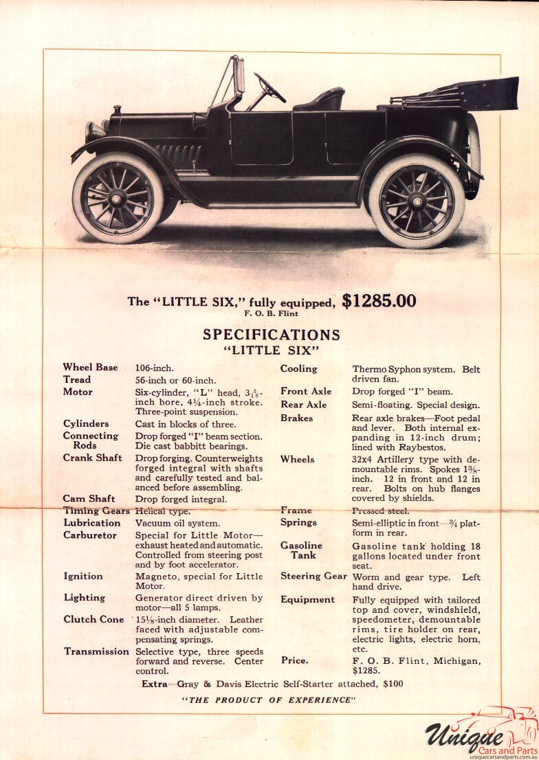 1913 Chevrolet Little Six Brochure Page 2